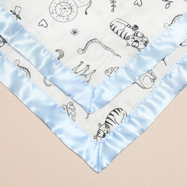 Jungle Animal Satin Comforter 2 - Pack - Baby Blue Satin - Bullabaloo