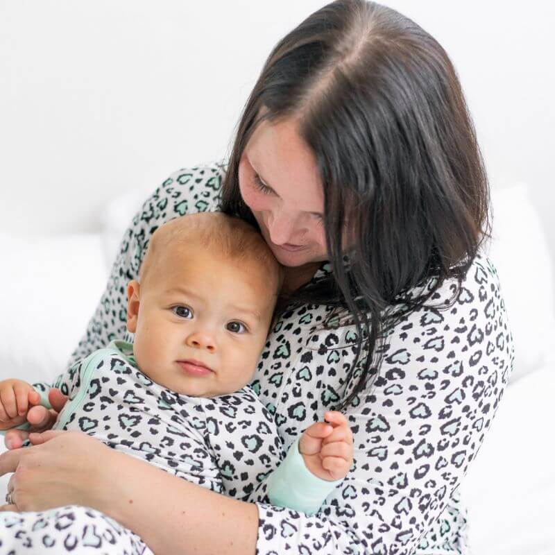 Maternity Robe - Mint Leopard Print - Bullabaloo