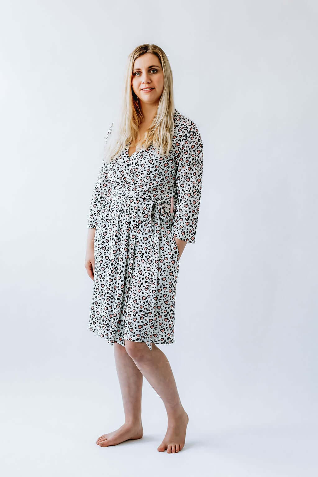 Maternity Robe - Pink Leopard Print - Bullabaloo