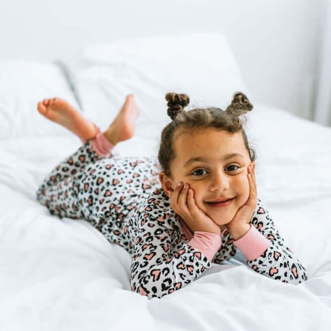 Pink Leopard Print Children's Pyjamas Long Sleeve - Bullabaloo